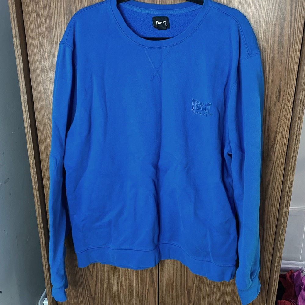 Everlast Sport Sweatshirt sz XL Blue Crewneck Embroidered Logo Fleece‎ Pullover